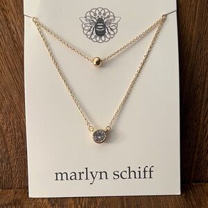 3/$18 Marlyn Schiff Gold Necklace with Dual Pendants Lot 2041